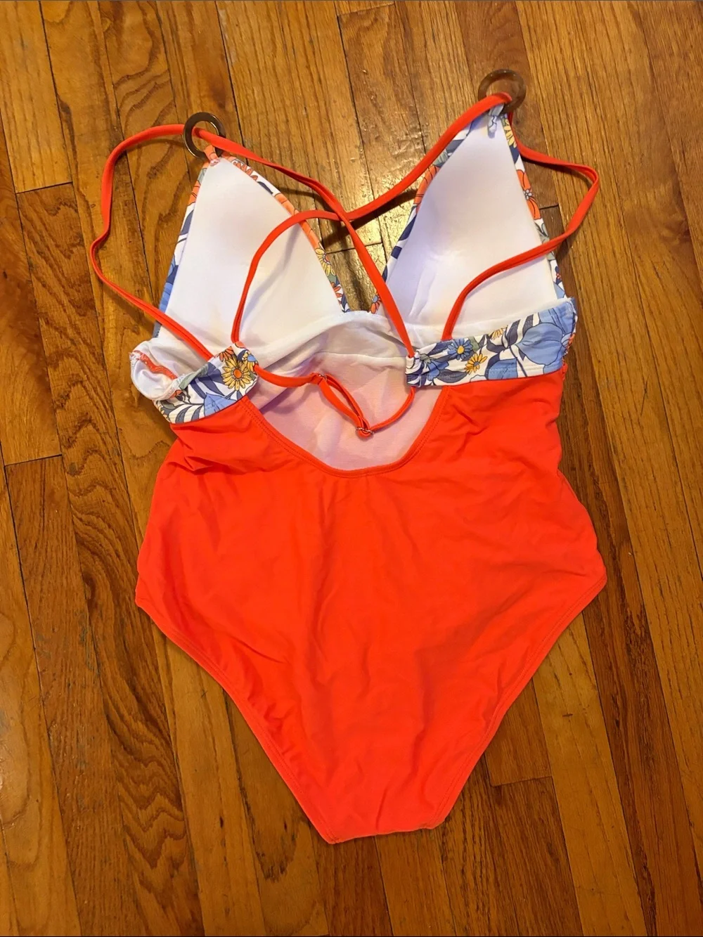Cupshe Orange Floral One-Piece Swimsuit